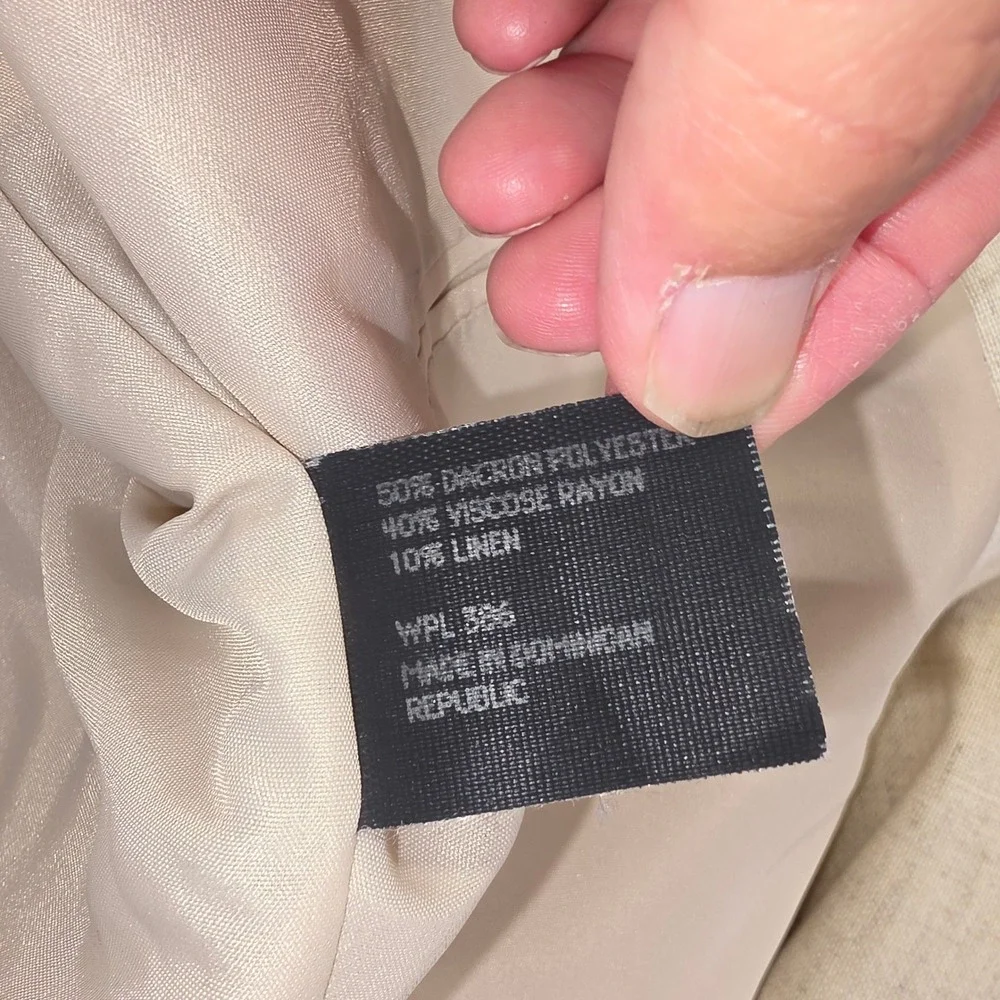 Haggar Mens 48R Blazer Beige Linen Blend 2 Button Classic Fit Sport Coat